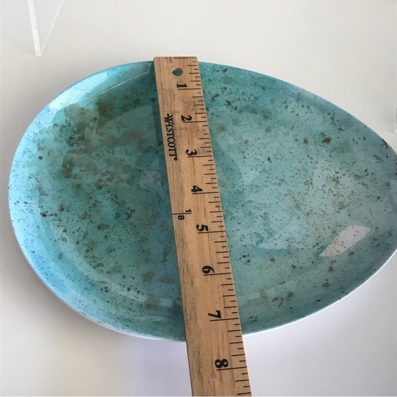 Well Dressed Home Teal Green Speckled MELAMINE Egg Shaped Side Plate - Picture 10 of 10